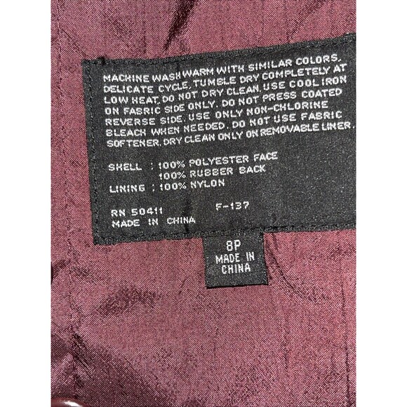 Trench Coat Womens Fleet Street Removable Plaid Flannel Liner 8P Red Burgundy - Picture 7 of 14